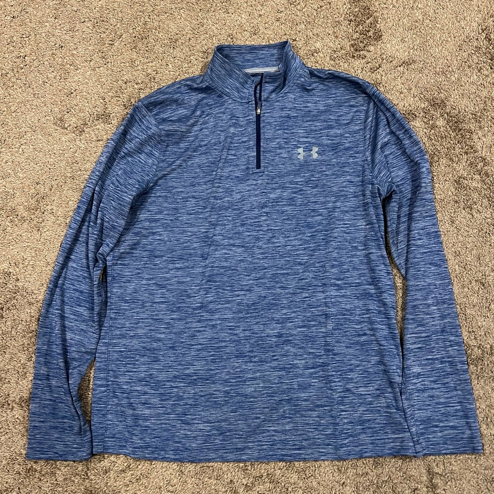 Mens Under Armour Golf Blue Lightweight Quarter Zip Size Large